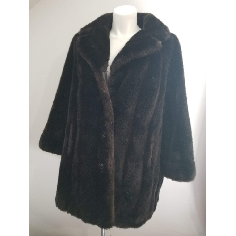 Plus size 20 2x black faux fur coat Vintage